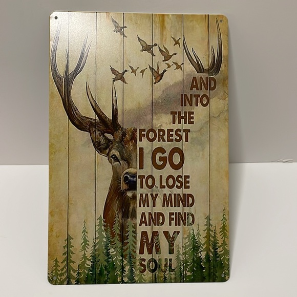 Hunting Deer And Duck And Into The Forest I Go Art Metal Wall Plaque Decor New - Picture 15 of 16